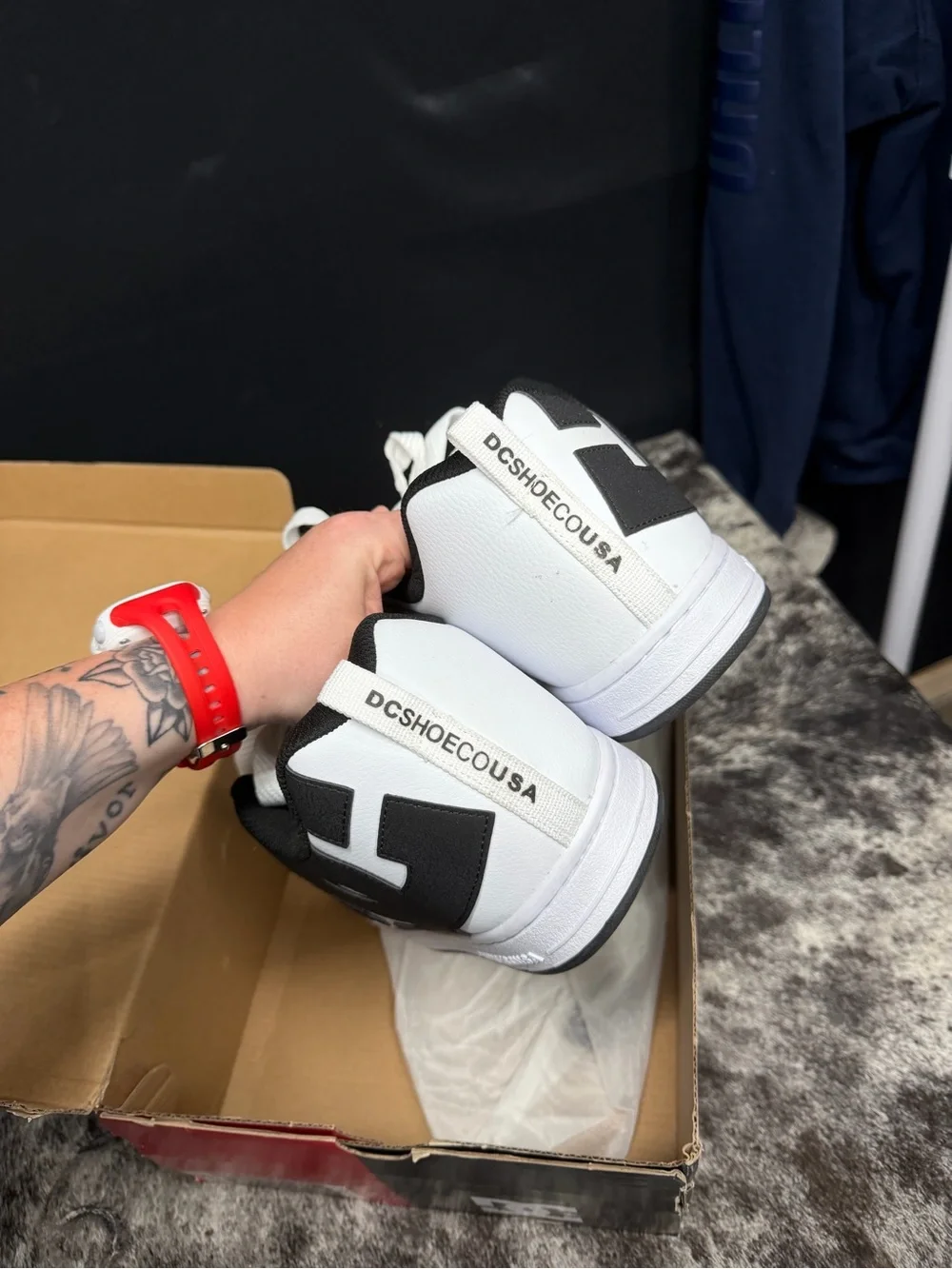 DC Low-Top Skate Shoes in White and Black